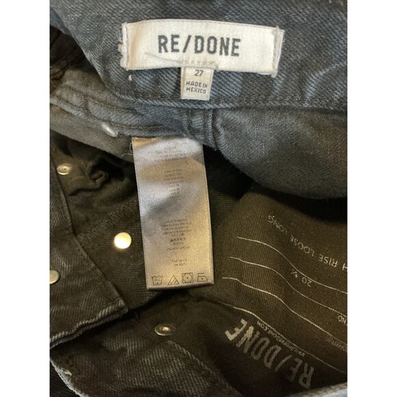 Re/Done High Rise Black Cotton Loose Long Denim Jean Size 27 - Picture 4 of 4